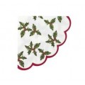 Коледни салфетки Botanical Holly Scalloped Edge